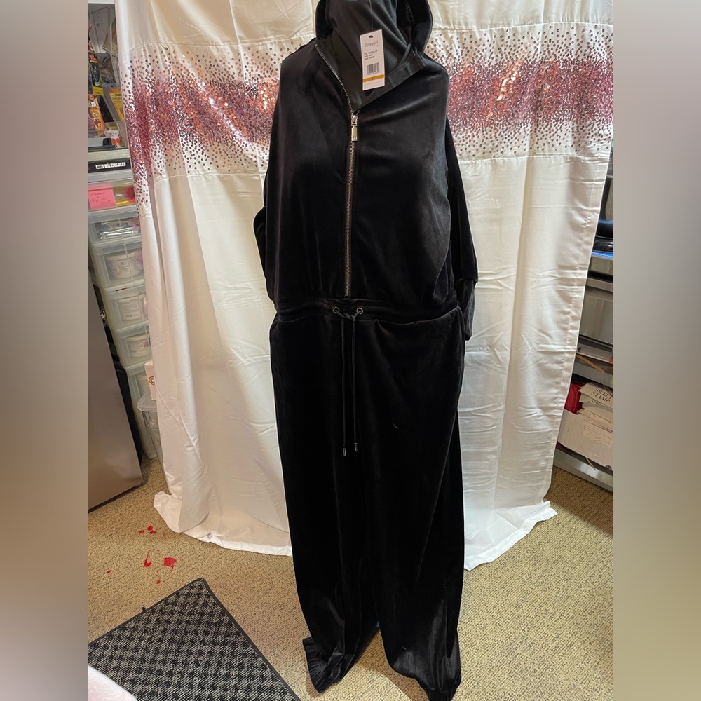 Skinny girl, velour, jumpsuit side, pockets, long sleeves